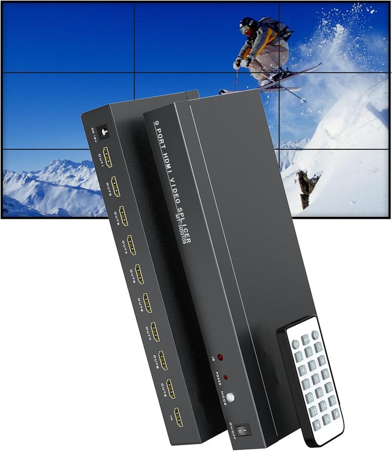 Yinker HDMI Video Wall Controller 3x3 with IR Remote, 4K Input 1080P Output TV Wall Processor Splicer, 13 Splicing Mode - Image 1